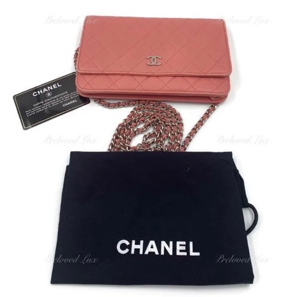 Authentic CHANEL Lambskin Wallet-on-the-chain WOC Flap Bag - Pink SHW - Picture 2 of 10